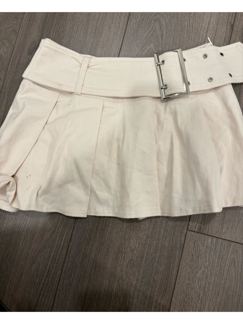 Windsor Beige Belted Denim Skirt